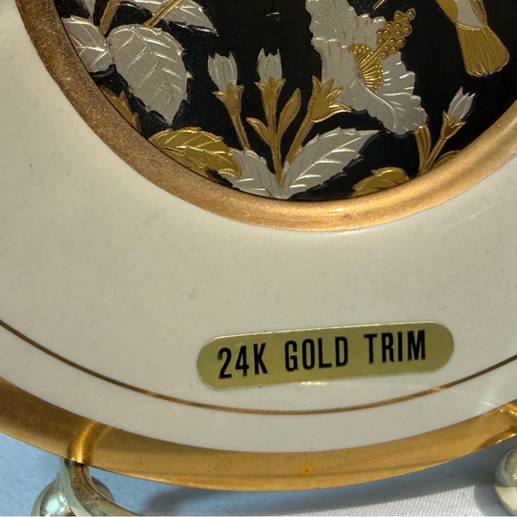 The Art of Chokin Hummingbirds with Flowers 24K Gold Trim Collectors Plate 5” - Picture 5 of 10
